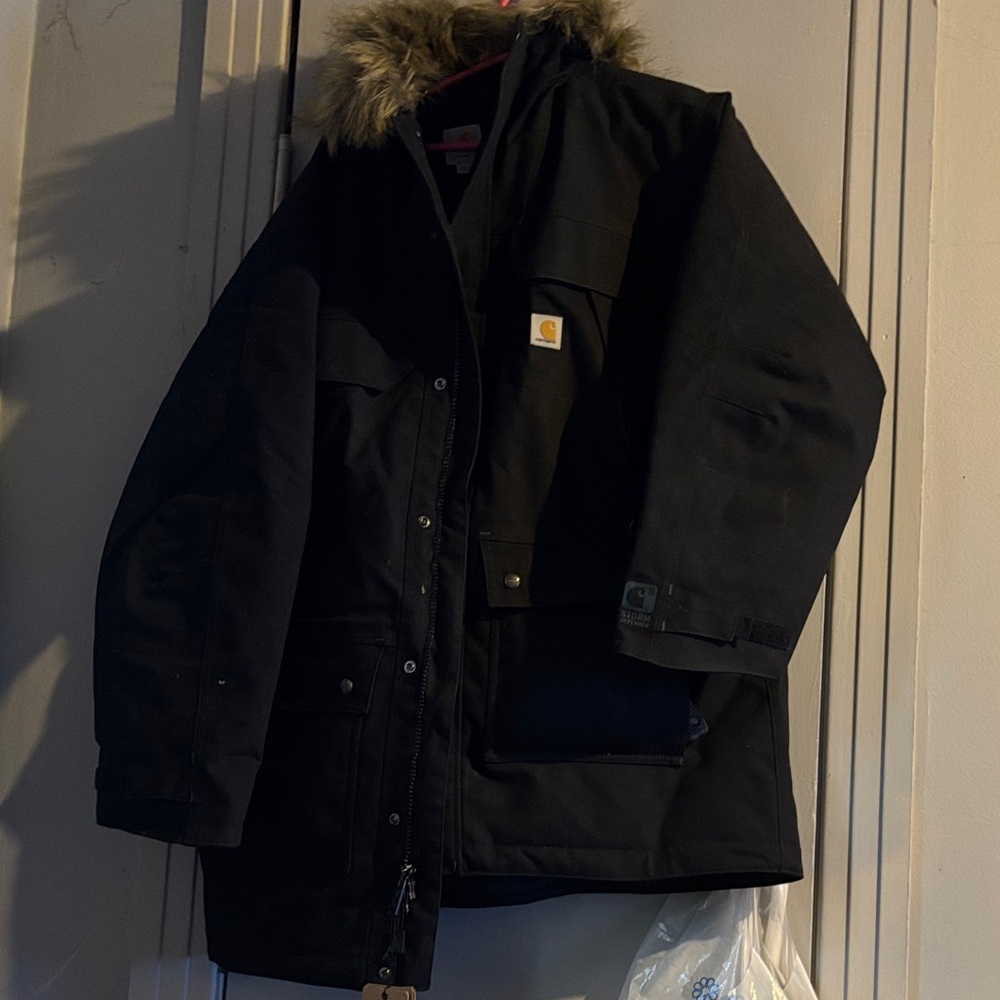 Carhartt storm defender ( snorkel ) 3m Men's Black Puffer Coat with Fur Hood
